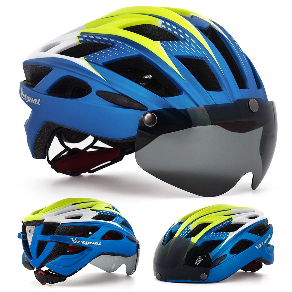 Bike Helmet With Magnetic Goggles Sun Visor